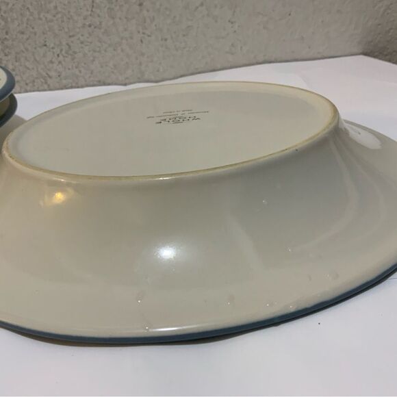 Global Floral Blue By Whole Home dinner Plates 10 1/4” 3 piece G7 - Picture 6 of 9